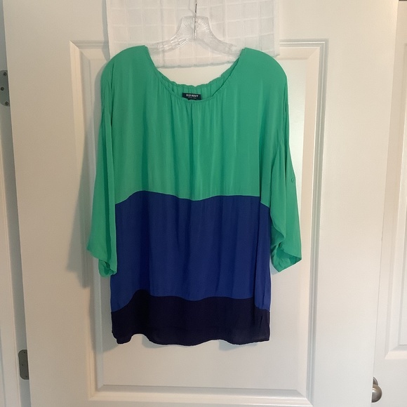 Old Navy Tops - Old Navy Ladies Pullover Top Green/ Royal Blue/Navy Blue Size XL
